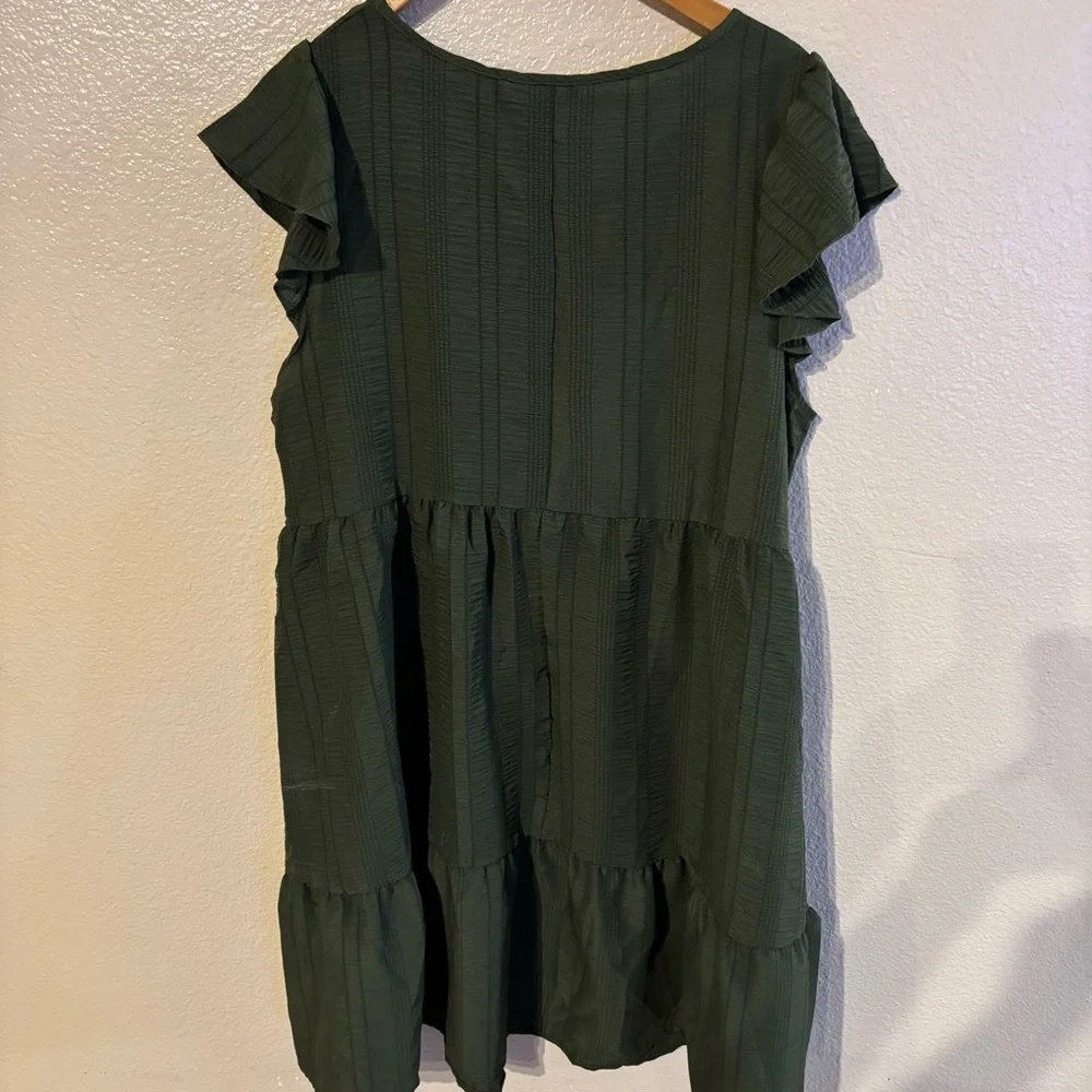 Green Ruffle Sleeve Dress - Picture 6 of 6